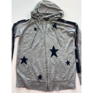 MISS ME Grey Star Print Zip Up lightweight Soft Jacket Women's Size Medium